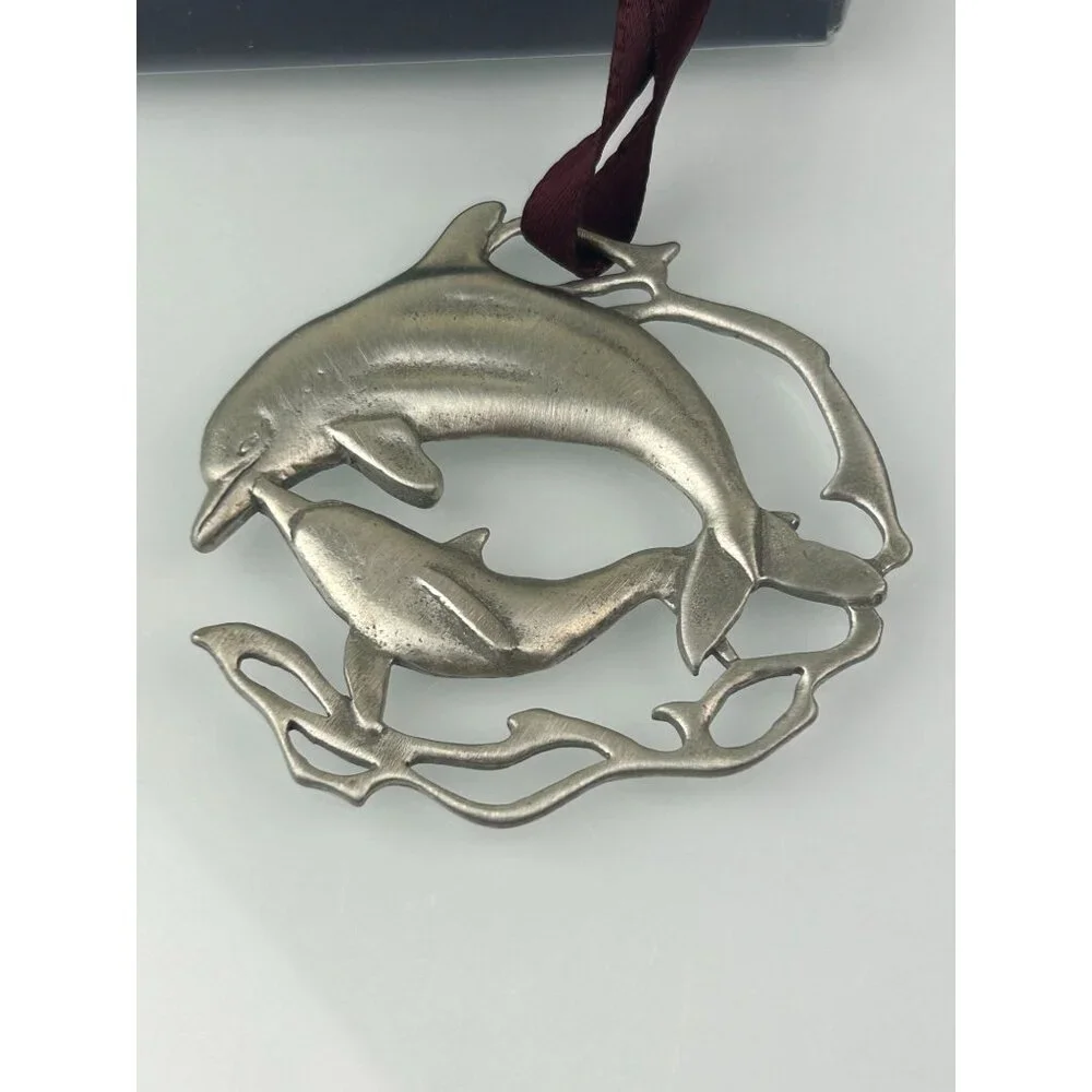 Lindsay Claire Fine Pewter Dolphin Ornament Coastal Ornament Christmas Holiday